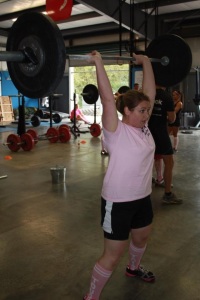 Barbells for Boobs, Grace scaled @ 75 pounds.  Completed in 5 min 20 sec.